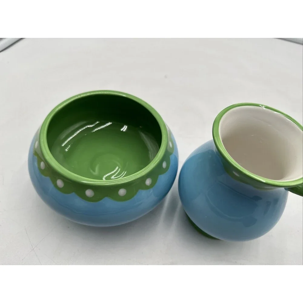 Retro Jonathan Adler Happy Home 2004 Ice Cream Parlour Bowl and Parfait Mug Blue